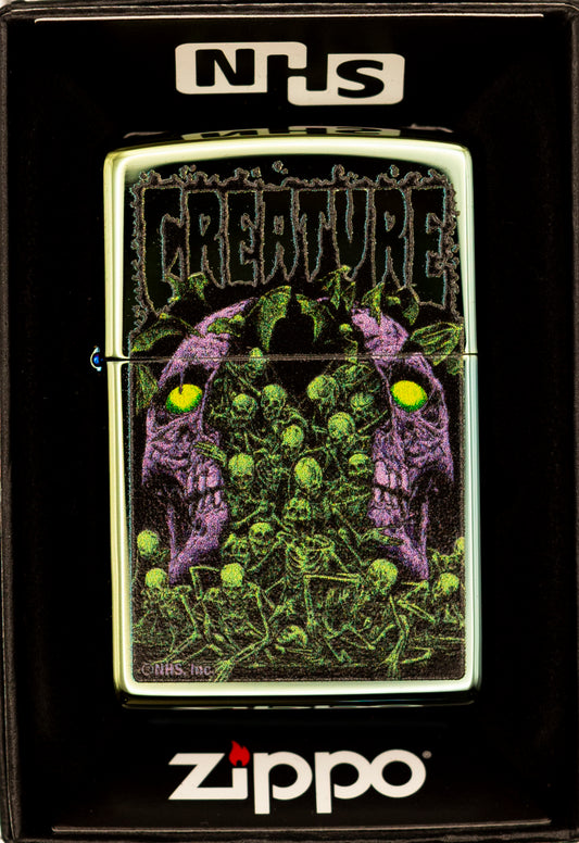 Zippo Lighter NHS Creature Cracked Open Skull High Polished Teal
