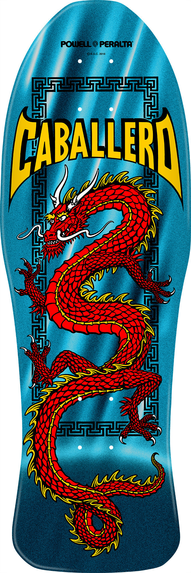 Powell Peralta Steve Caballero Chinese Dragon Reissue Skateboard Deck Aqua Foil - 10 x 30