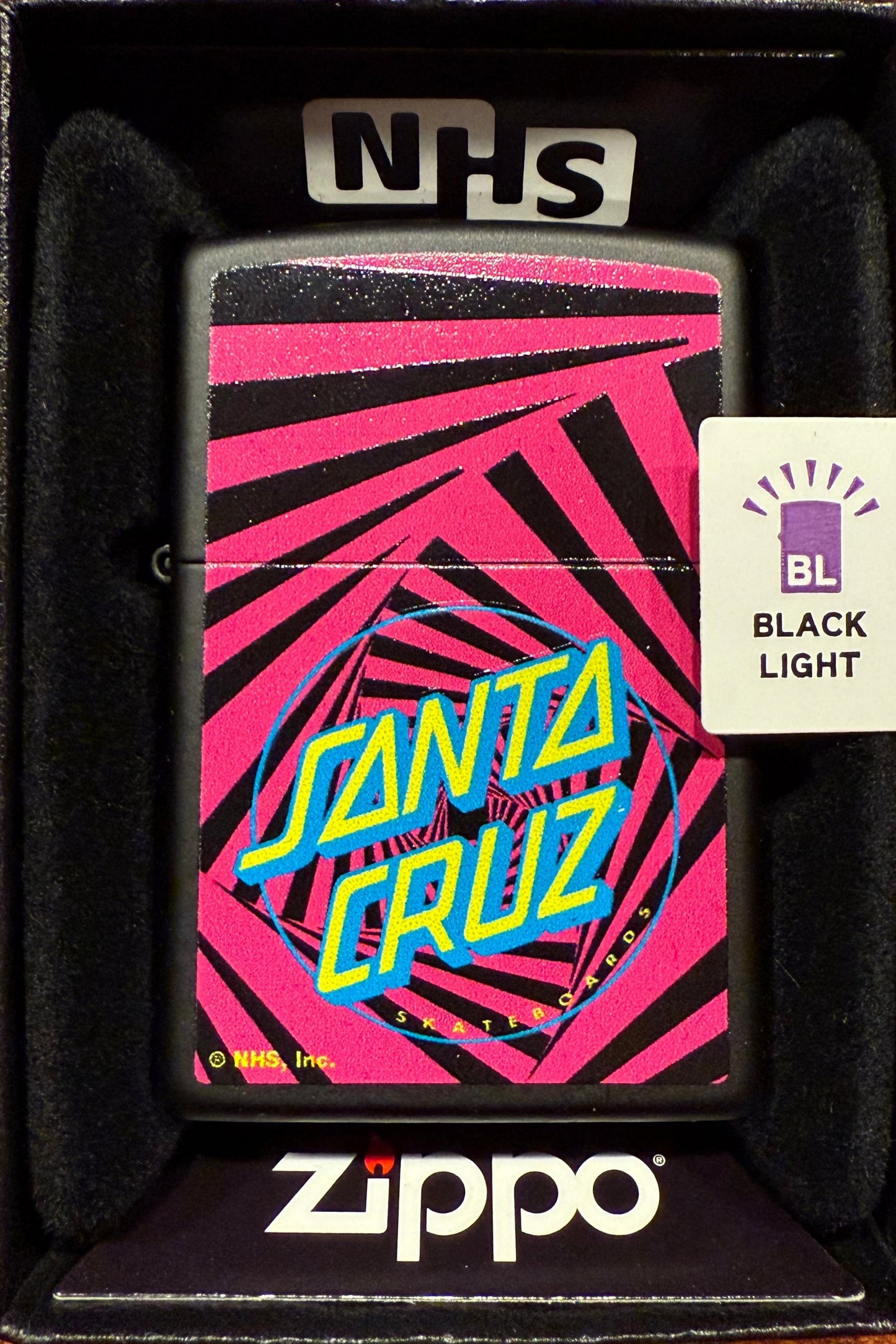 Zippo Lighter NHS Santa Cruz Pink / Black Light