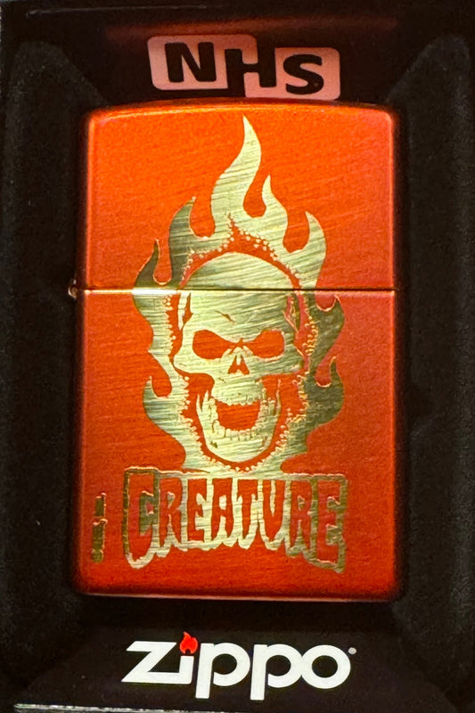 Zippo Lighter NHS Creature Flaming Skull Red