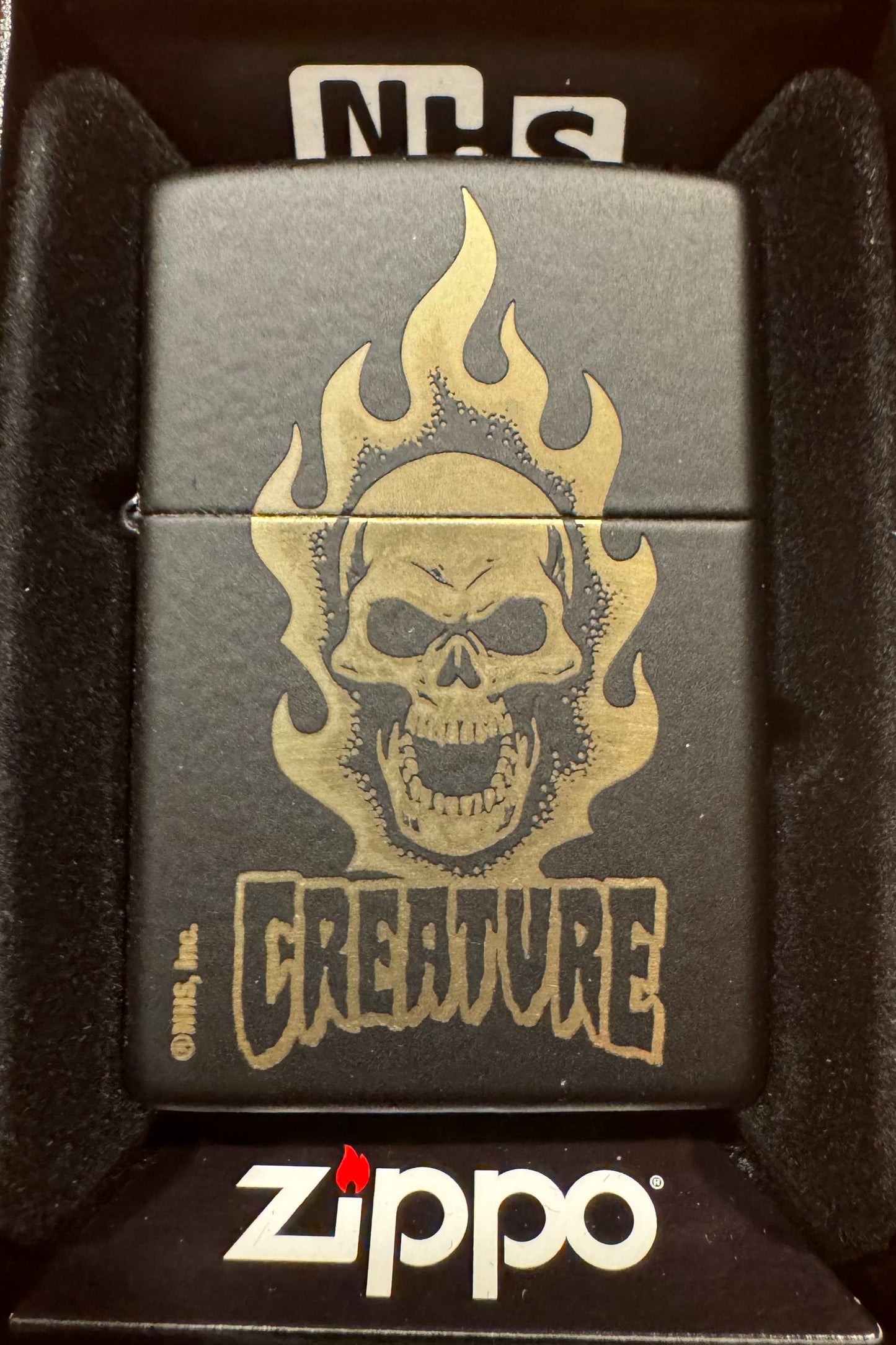 Zippo Lighter NHS Creature Flaming Skull Black