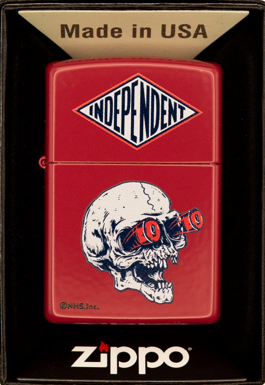 Zippo Lighter NHS Independent Skull Brick Red