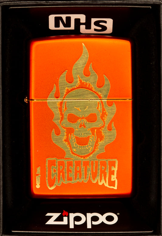 Zippo Lighter NHS Creature Flaming Skull Red