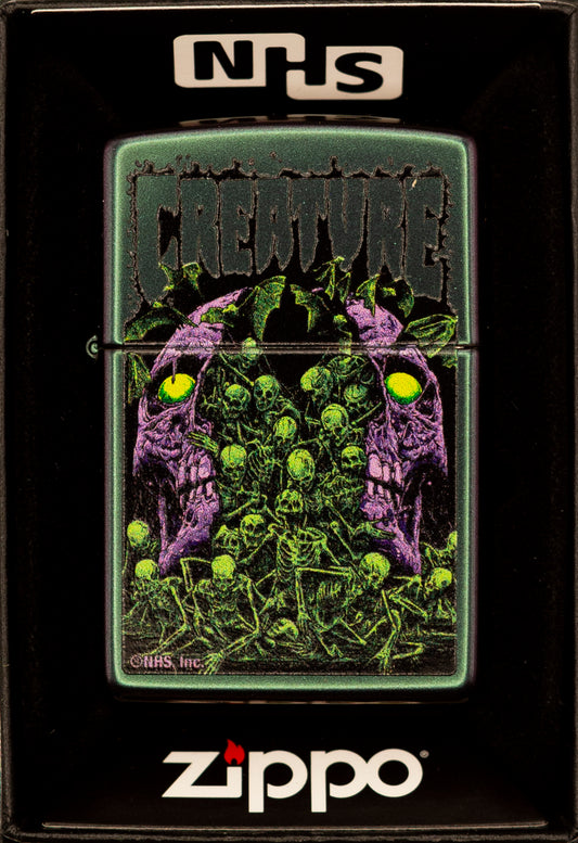 Zippo Lighter NHS Creature Cracked Open Skull Iridescent