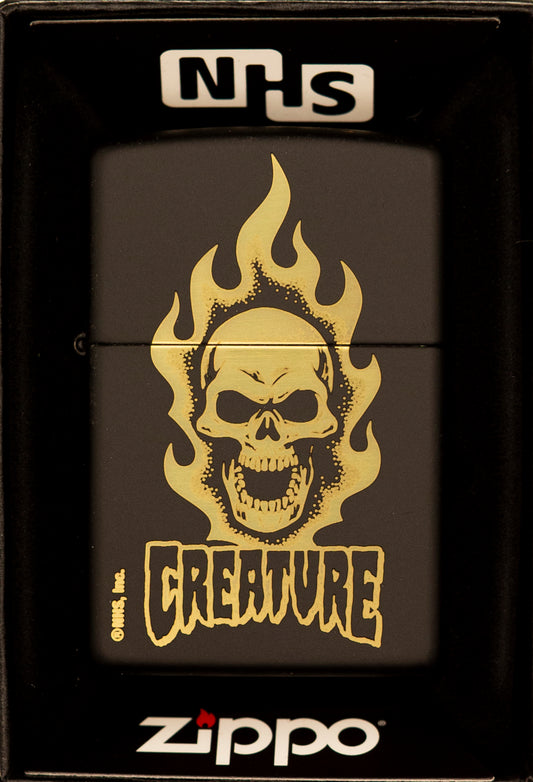 Zippo Lighter NHS Creature Flaming Skull Black