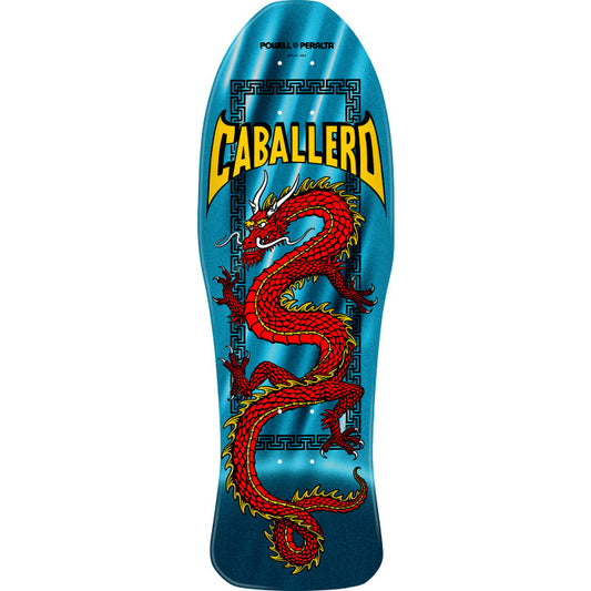 Powell Peralta Steve Caballero Chinese Dragon Reissue Skateboard Deck Aqua Foil - 10 x 30