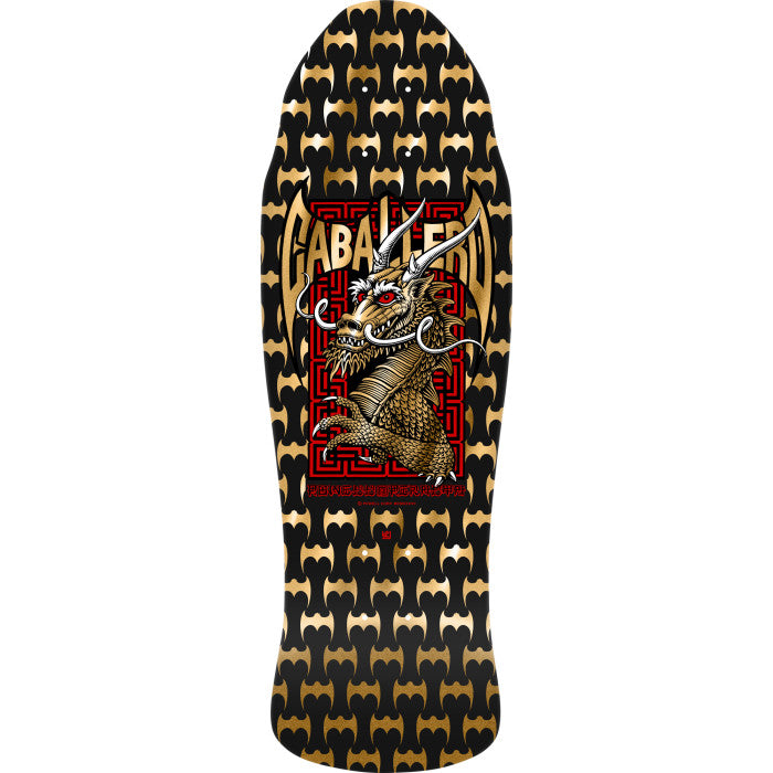 Powell Peralta Steve Caballero Dragon & Bats Reissue Skateboard Deck Black & Gold Foil - 9.625 x 29.75